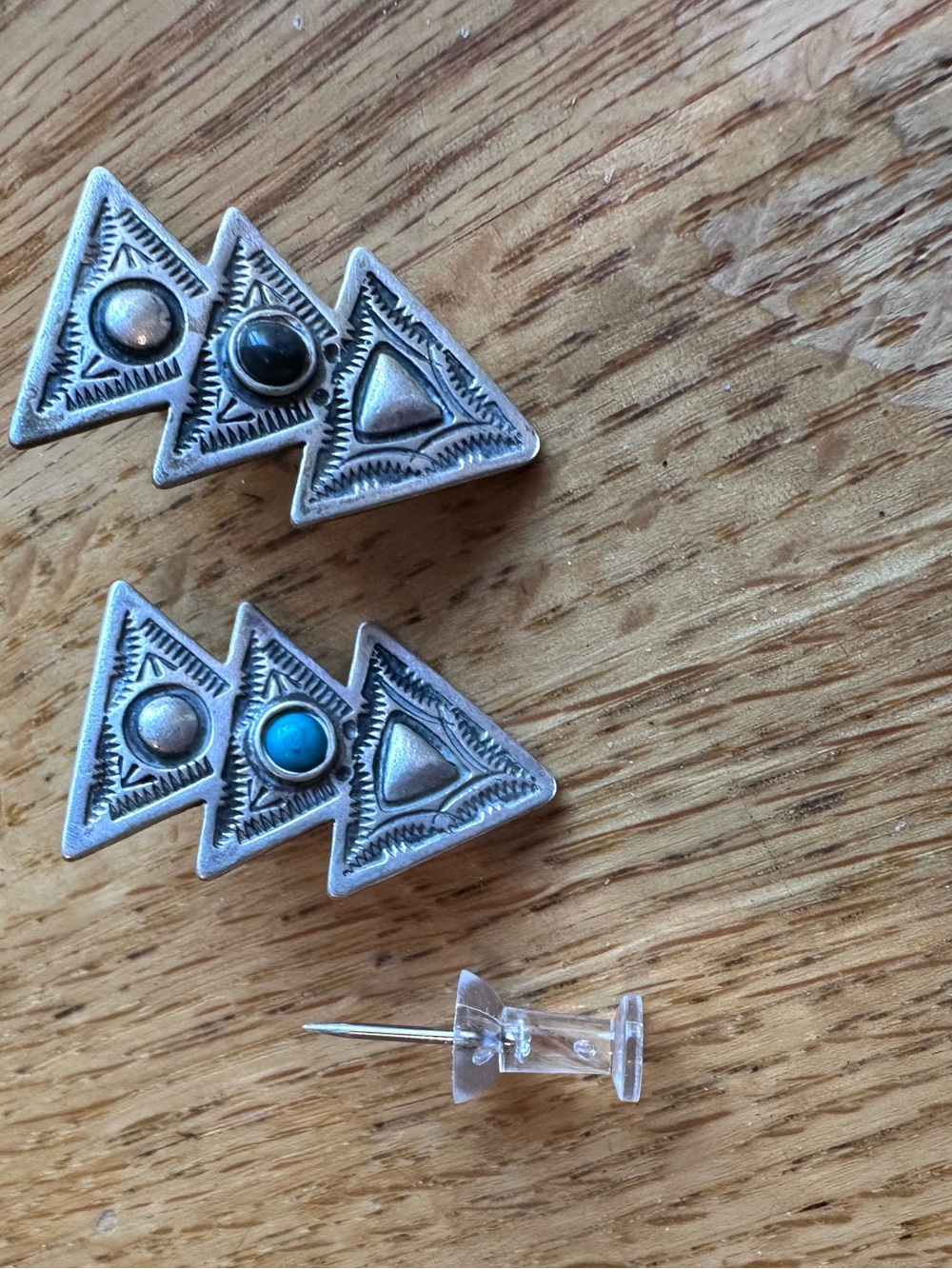 Vintage Anthony Kee Sterling Silver And Turquoise Earrings View 3